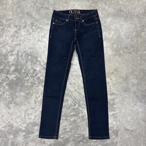 New Delias Olivia Jeans Sz 1 Dark Navy Blue Stretchy Skinny Low rise Jeans Y2K